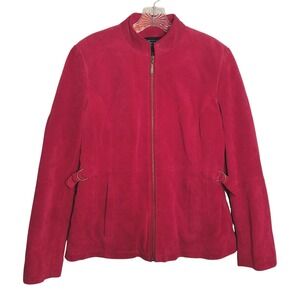 Relativity Red Suede Genuine Leather Jacket Women's Medium Biker‎